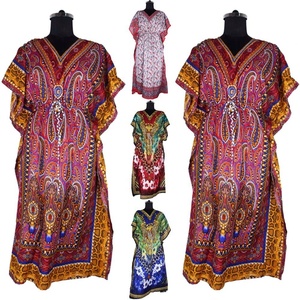 2025 diseño africano Bazin vestido señora largo Kaftan vestido mano bloque impreso Kaftan vestido mujeres desgaste noche Maxi vestido Kaftan - Product Image 1