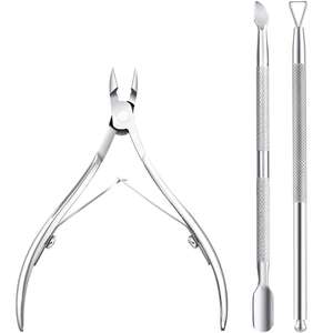 Set de Manicura 3 en 1, Cortacutículas con Empujador de Cutículas y Limpiador de Uñas de Acero Inoxidable - Product Image 1