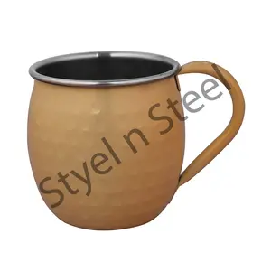 Meilleure tasse à Cocktail en acier inoxydable moscou Mule tasse poignée de tuyau avec martelage ou extérieur couleur premium Sublimation cuivre bière - Product Image 1