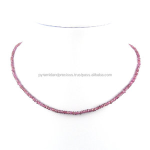 Grenat rouge à facettes Rondelle perle 18 pouces Long collier pour cadeaux et fêtes - Product Image 2