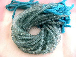 Perles de cristal bleu aigue-marine à facettes Rondelles brins 8 "taille de perle 5-6mm brin de pierres précieuses - Product Image 3