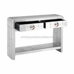 Mesa de consola con 2 cajones, estilo aviador, de aluminio - Product Image 3