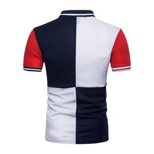 Polo manches courtes en Patchwork pour hommes, t-shirt décontracté à coupe étroite, vêtement de rue, haut de gamme, nouvelle collection d'été - Product Image 2