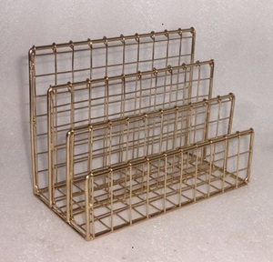 Antique Brass cuốn sách đứng & giữ tập tin mới sắt lưới dây cuốn sách Rack hiển thị cho văn phòng nhà giấy chất liệu Trang trí kệ - Product Image 4