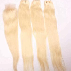 Color rubio #613 pelo tejido cierres pelo indio sedoso recto - Product Image 1