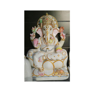 รูปปั้นพระพิฆเนศหินอ่อนสีขาว - Product Image 1