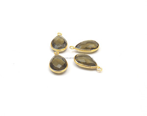 ขั้วต่อแบบเหลี่ยมเพชรพลอยควอทซ์สโมคกี้ชุบทองรูปทรงลูกแพร์แบบเดี่ยวสำหรับทำเครื่องประดับและงานฝีมือแฮนด์เมด - Product Image 3