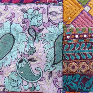 Colcha bordada a mano tamaño King púrpura, hecha a mano, hermosa colcha gitana, Vintage Old Sari Patchwork manta. - Product Image 3