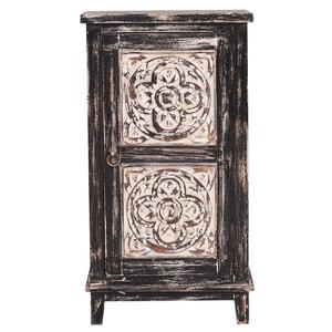 Table d'appoint en bois de récupération à deux tons Table de chevet en bois massif sculptée à la main de style antique pour la chambre à coucher Mobilier de maison polyvalent - Product Image 1