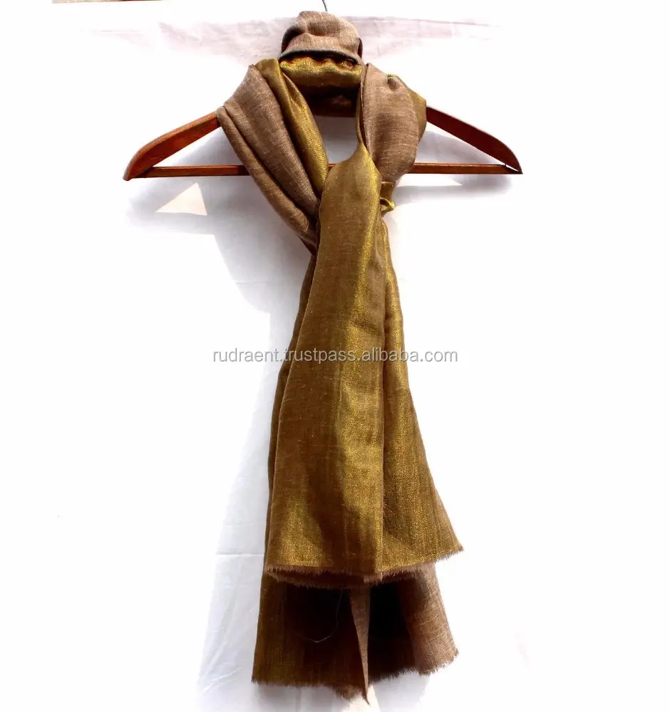 Luxe Kani Pashmina Handgeweven Dual Schaduw Beige Super Zachte Wol Winter Stole Shawl