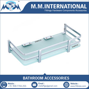 Accessoires de salle de bain d'hôtel à prix d'usine, étagère en verre d'angle mural monocouche disponible au prix de gros de l'inde - Product Image 4