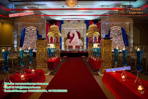 Boda glorioso escenario decoración mejor indio de oro de la boda escenario decoración matrimonio de asiáticos etapa de Ceremonia de decoración - Product Image 5