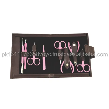 High quality custom Stainless Steel Manicure Pedicure Set Powder Coded Professional Grooming Kit