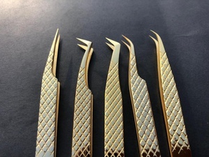 แหนบต่อขนตาปลอมชุบทอง24K ทำจากสแตนเลสออกแบบโลโก้ได้ตามต้องการ - Product Image 6