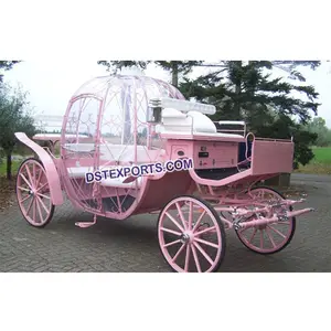 สีชมพูแต่งงานCinderella Carriageสำหรับงานแต่งงานที่สวยงามCinderella Horse Drawn Buggyสไตล์Cinderellas Buggiesสำหรับขาย
