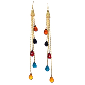 Boucles d'oreilles multi-pierres précieuses, 50 pièces, plaqué or, clips - Product Image 1