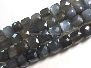 Caja facetada de piedra lunar gris Natural de 7mm y 8mm, hebra de cuentas de piedras preciosas para la fabricación de joyas, collar, pulsera, proveedor a granel, tendencia - Product Image 5