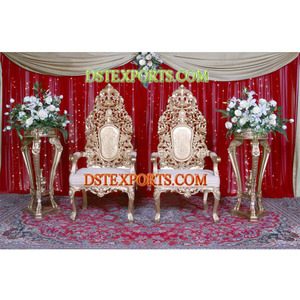 Ensemble de chaises de mariage musulmanes à sculptures lourdes, dernier modèle de chaise de mandap de mariage, ensemble de chaises de mariée, chaise en bois pour mariage en Australie - Product Image 1