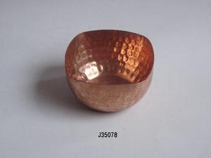 Cuenco de cobre pulido con espejo, recipiente de vela con patrones martillados para decoración del hogar - Product Image 2
