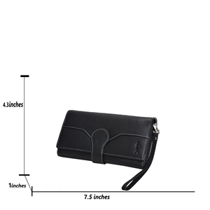 Vente flash : Portefeuille-pochette en cuir véritable Napa noir avec protection RFID pour femmes, élégant sac à main de soirée pour un usage quotidien, disponible à la vente - Product Image 6