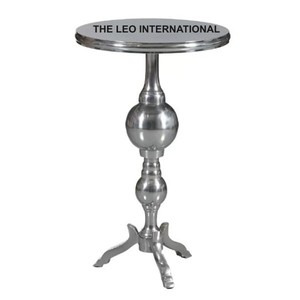 Table basse décorative moderne de qualité supérieure pour la maison en fonte d'aluminium en métal poli brillant à dessus rond - Product Image 1