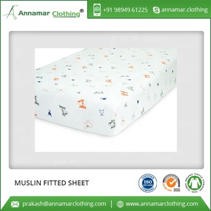 การออกแบบที่ทันสมัยผ้าฝ้าย100% พิมพ์มัสลินผ้าฝ้ายติดตั้งแผ่นสำหรับขาย - Product Image 3