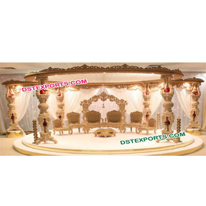 Anmol boda Mandap artesanía madera boda Mandap pesado tallado boda diseñador mejor precio dorado redondo madera Mandap EE. UU. - Product Image 1