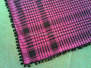 ARAFAT 100% coton imprimé carré adulte écharpe Style européen saison d'été accessoire pompon Logo personnalisé châles traditionnels - Product Image 3