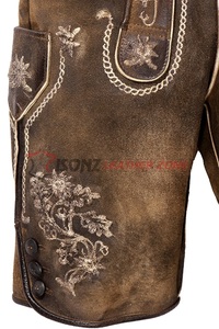 Lederhosen bavaroises traditionnelles pour hommes, en cuir véritable, style vintage, avec fermeture à boutons, pour l'Oktoberfest allemand. - Product Image 4