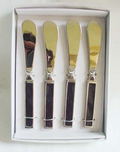 Latón mantequilla cuchillo juego de blanco con MEENA - Product Image 4