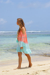 Resort Party Wear For Girl's Wear Rayon Tie Dye Vestido informal de manga larga Short Evening Party Beach Bikini Cover UPS at Bulk Rate - Product Image 4