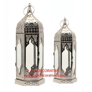 Handmade High Quality Iron Nickel <b>Moroccan</b> Design Customized Lantern Glass Candle Light Wedding Party Center Table <b>Decor</b> Sale - Product Image 1