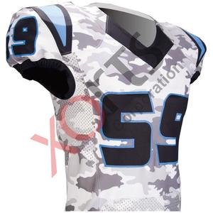 Camiseta de fútbol americano sublimada de camuflaje personalizada, agujeros de malla transpirable, aparejos de sarga de talla grande bordados, nombre y números del equipo - Product Image 2