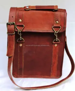 Vintage Indian Office Messenger Bag Laptop Bag Brown Genuine Leather men Bag