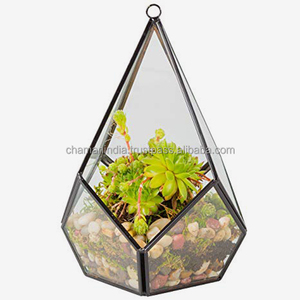 <b>Clear</b> Glass Diamond Terrarium Hanging Planter - Product Image 1