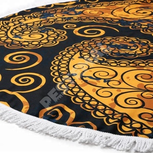 ที่ไม่ซ้ำกันการออกแบบที่หรูหราแบบดั้งเดิมสัญลักษณ์ใบไม้สีทองลวดลายตุรกีรอบรูปร่าง Pestemal ชายหาดอาบน้ำ Trow ผ้าห่ม % ผ้าฝ้าย100 - Product Image 3