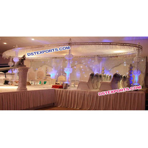 Mandap de cristal para boda, diseño ovalado, de latón, Metal, cristal, último diseño, forma redonda, fabricante - Product Image 1