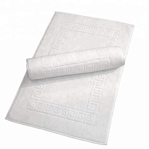 Tapis de bain en éponge écologique 100% coton fabriqué à la machine avec bordure grecque accessoire de salle de bain confortable de qualité supérieure - Product Image 1