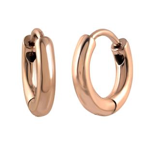 Boucles d'oreilles minimalistes en argent sterling 925 Simple classique plaqué or rose cerceau uni pour les femmes pour la fête de mariage ou le cadeau - Product Image 1