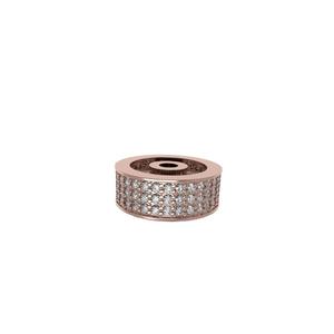 Rondelle d'espacement de roue de diamant de pavé d'or Rose de 14K composant de bijoux de recherche - Product Image 1