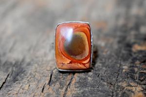 Bague en jaspe polychrome ovale poire ronde carré rectangle pierre naturelle cabochon en argent sterling 925 - Product Image 6