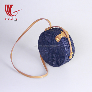 Sac de plage en rotin de cercle de style vintage du Vietnam avec sac en rotin de décoration de gland en gros du Vietnam - Product Image 3