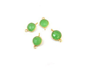 Bisel 925 hecho a mano Natural Multi piedra preciosa joyería chapado en oro Boho conector latón hallazgos piedra natal 925 bisel 10mm CZ de moda - Product Image 4