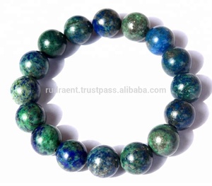 Chrysocola-pulsera elástica de cuentas redondas, Gema de 12 mm - Product Image 5