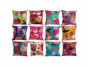 Handmade Kantha <b>Cushion</b> <b>Cover</b> Floral Square Cotton <b>Sofa</b> Decor Pillow Woven Technique for Home Hotel and Hospital Use - Product Image 1