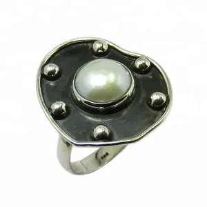 Women Valentines Gift Wholesale Fashion 925 Sterling Silver Pearl Gemstone Rings Supplier And Exporter