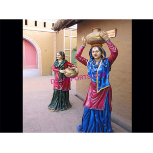 รูปปั้นไฟเบอร์เลดี้สำหรับตกแต่งงานแต่งงานแบบปัญจาบ ตกแต่งธีมหมู่บ้านปัญจาบ รูปปั้นไฟเบอร์วัฒนธรรมปัญจาบแบบดั้งเดิม - Product Image 1