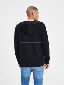 Sudadera con capucha con estampado 3D para hombre, logotipo personalizado bordado, Sudadera de felpa francesa, algodón, cremallera térmica, negro - Product Image 2