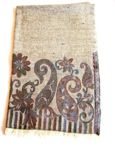 ผ้าคลุมไหล่หัตถกรรมผ้าขนแกะสีเบจ,ผ้าคลุมไหล่ผ้าคลุมไหล่สำหรับเธอประณีตทอมือปักอินเดียกลางแจ้งงานปาร์ตี้26 ''X 80'' - Product Image 3