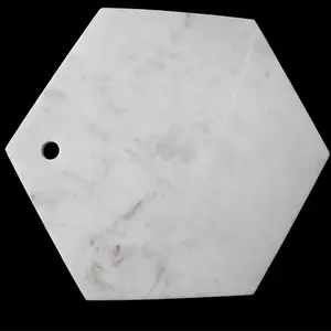 Novo Projetado Novo Hexagonal Em Forma De Vidros Placa De Corte Natural De Queijo De Mármore Branco Placa De Pastelaria para Acessórios De Utensílios De Cozinha